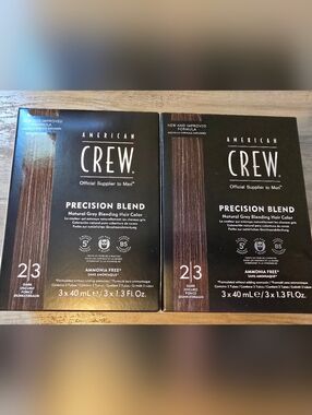 TWO American Crew Men's Temporary Hair Color Dye, Natural Gray Dark 2/3